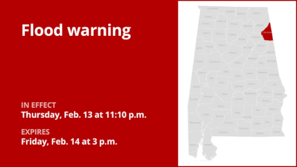 Cherokee County under a flood warning until Friday afternoon