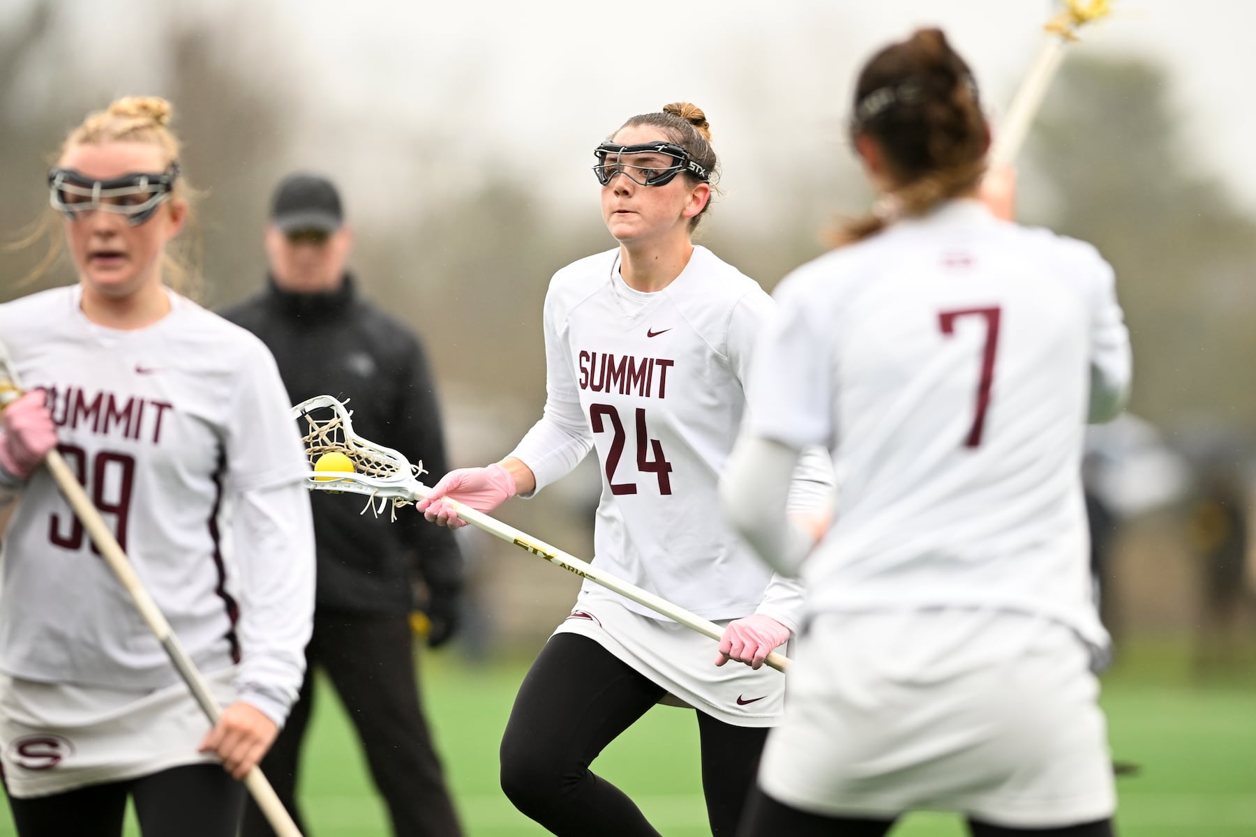 Molly Davies (24) of Summit plays against Oak Knoll during the girls lacrosse game between Oak Knoll and Summit at Oak Knoll High School in Chatham, NJ on Saturday, April 12, 2025.