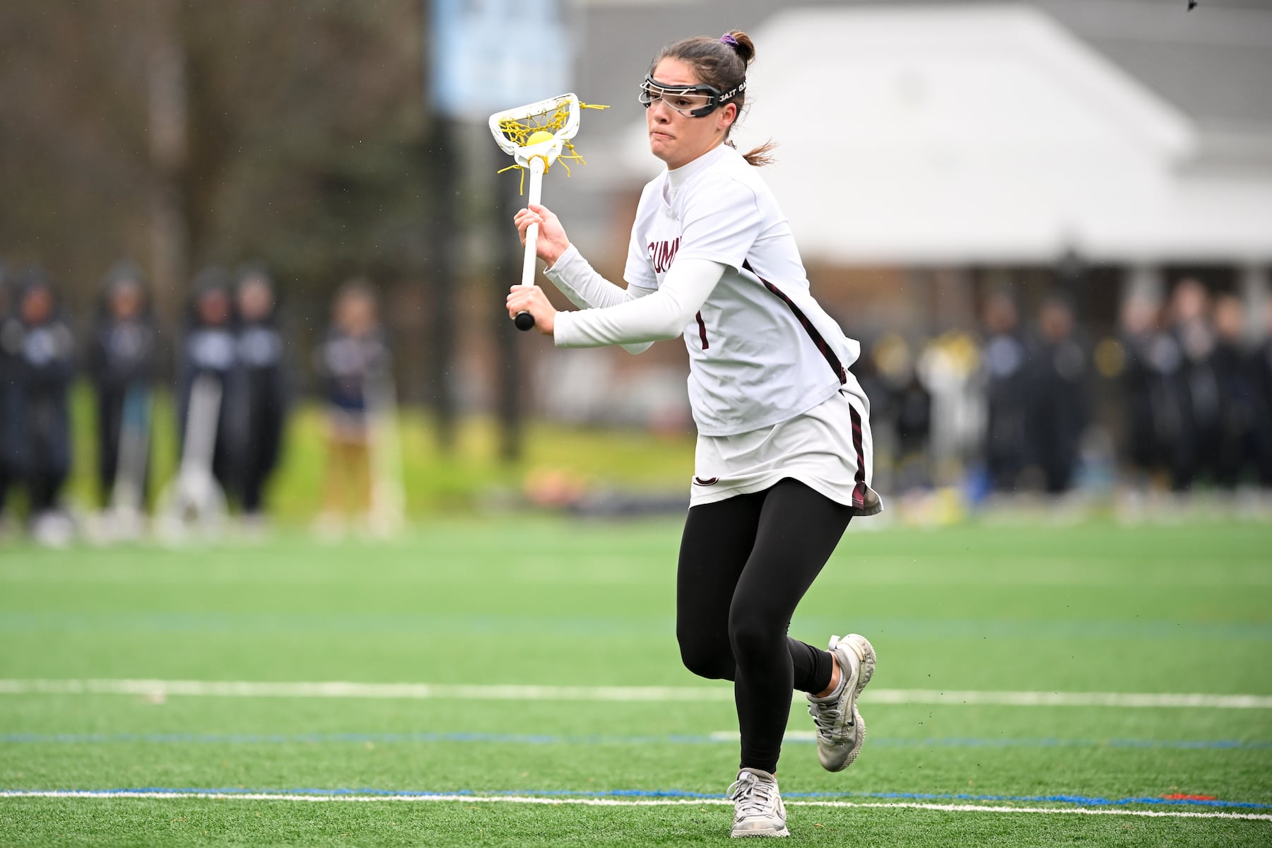 Parker Febo (7) of Summit takes a shot during the girls lacrosse game between Oak Knoll and Summit at Oak Knoll High School in Chatham, NJ on Saturday, April 12, 2025.
