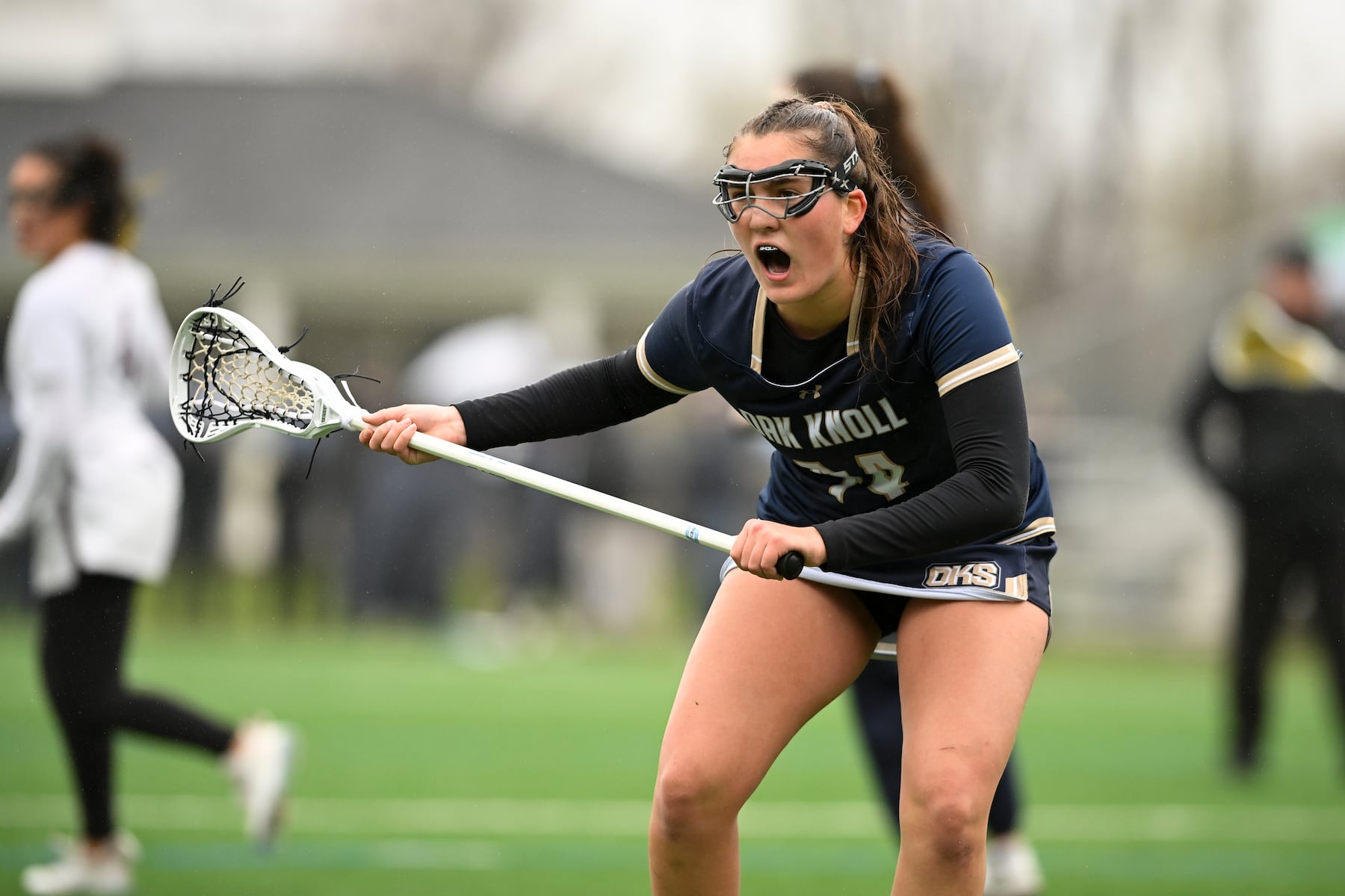 Tallula Stebbings (44) of Oak Knoll makes a call during the girls lacrosse game between Oak Knoll and Summit at Oak Knoll High School in Chatham, NJ on Saturday, April 12, 2025.