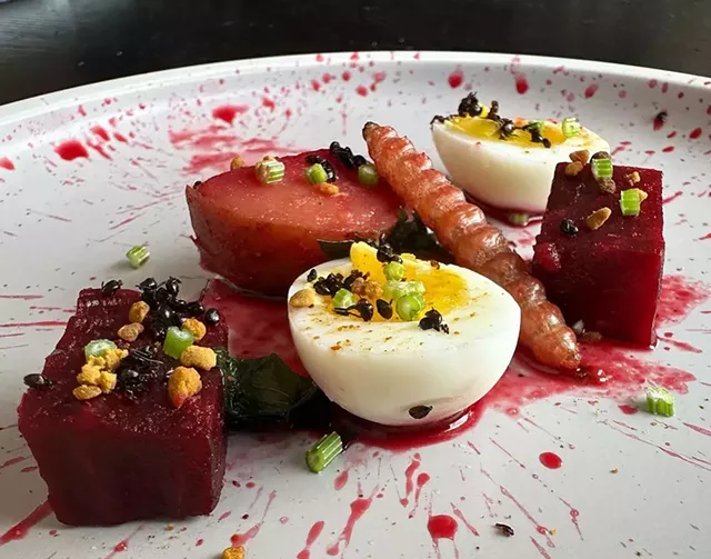 Black ant, agave worm and bee pollen salad - COURTESY