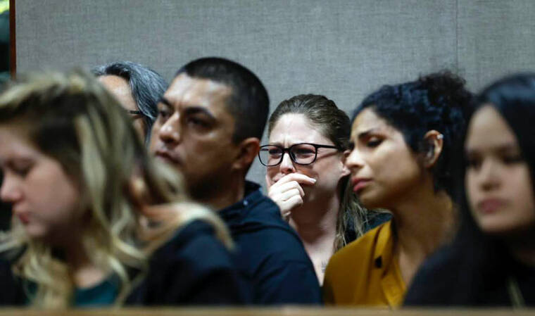 JAMM AQUINO / JAQUINO@STARADVERTISER.COM
Anna Lobisch, mother of Abigail Lobisch, reacts today as the sentence is announced for Dixie Denise Villa in the courtroom of judge Faauga Tootoo.