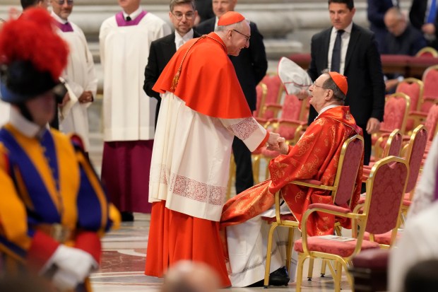 Cardinals greet each other