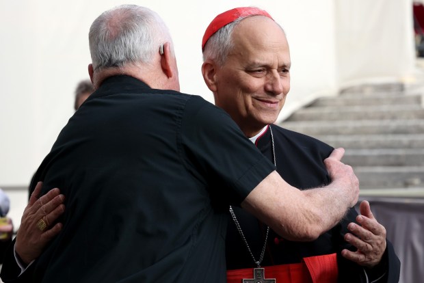Cardinal Robert Francis Prevost attends the funeral of Pope Francis