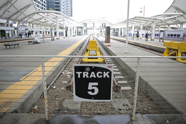 Track 5 at Union Station in Denver on Wednesday, May 7, 2025. Colorado is re-launching passenger rail service, starting in 2026, with intercity trains three times a day year-round linking Denver Union Station with Granby. (Photo by Hyoung Chang/The Denver Post)