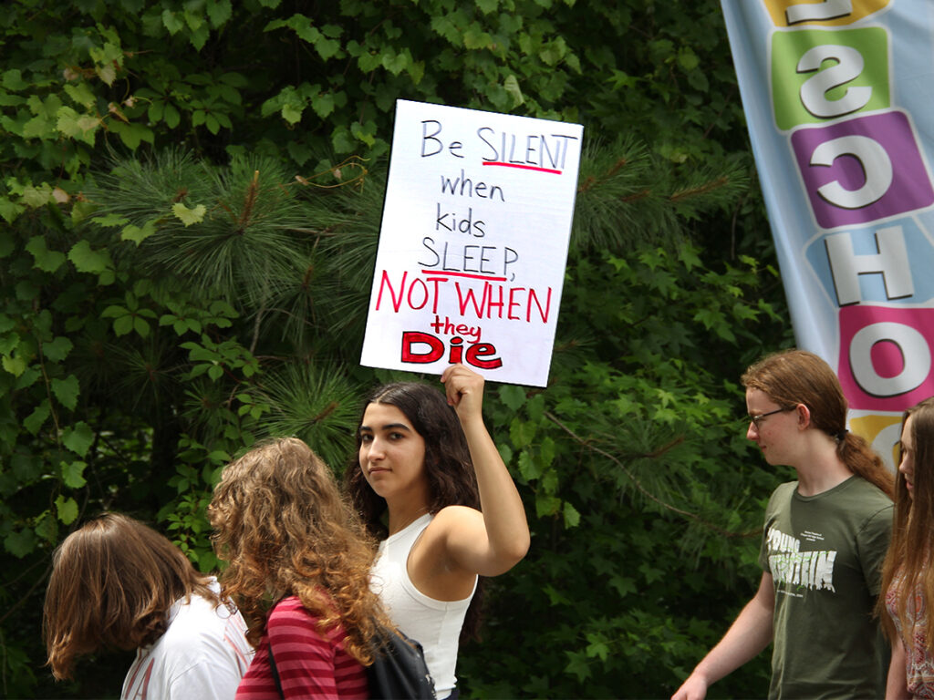 Chapel Hill High students walk into woods for Gaza protest