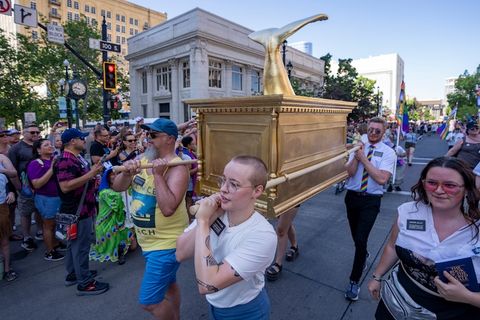 (Rick Egan | The Salt Lake Tribune)The Church of the Sacred Whale of 9th & 9th in the Pride Parade, on Sunday, June 8, 2025.