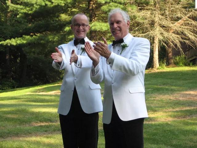 Peter Harrigan and Stan Baker at their wedding - COURTESY