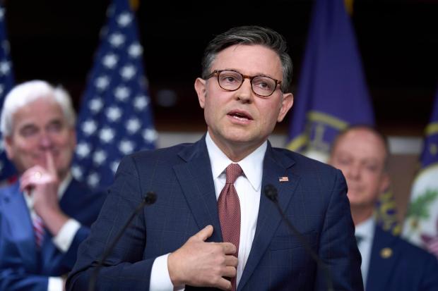 Speaker of the House Mike Johnson, R-La., talks about his discussions with Elon Musk this week as he meets with reporters to discuss work on President Donald Trump's bill of tax breaks and spending cuts, at the Capitol in Washington, Wednesday, June 4, 2025. (AP Photo/J. Scott Applewhite)