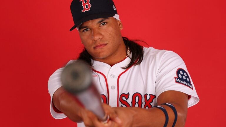 FORT MYERS, FLORIDA - FEBRUARY 18: Jhostynxon Garcia #91 of the Boston Red Sox poses for a portrait during photo day at JetBlue Park at Fenway South on February 18, 2025 in Fort Myers, Florida.