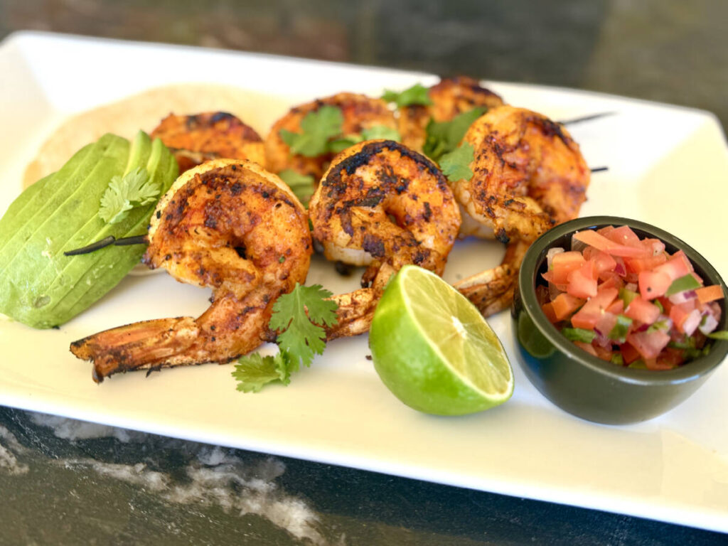 Grilled shrimp skewers from Tuscan Cove & Patio, a restaurant in the Southern Highlands area of ...
