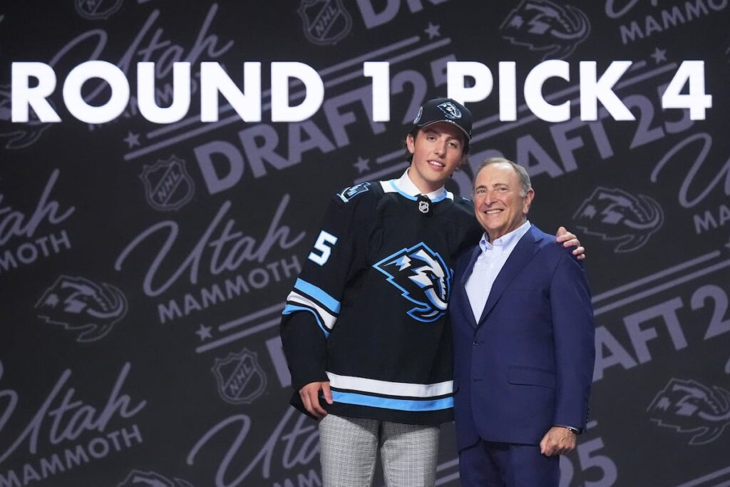 Utah Mammoth NHL draft pick Caleb Desnoyers had secret backyard dinner with GM