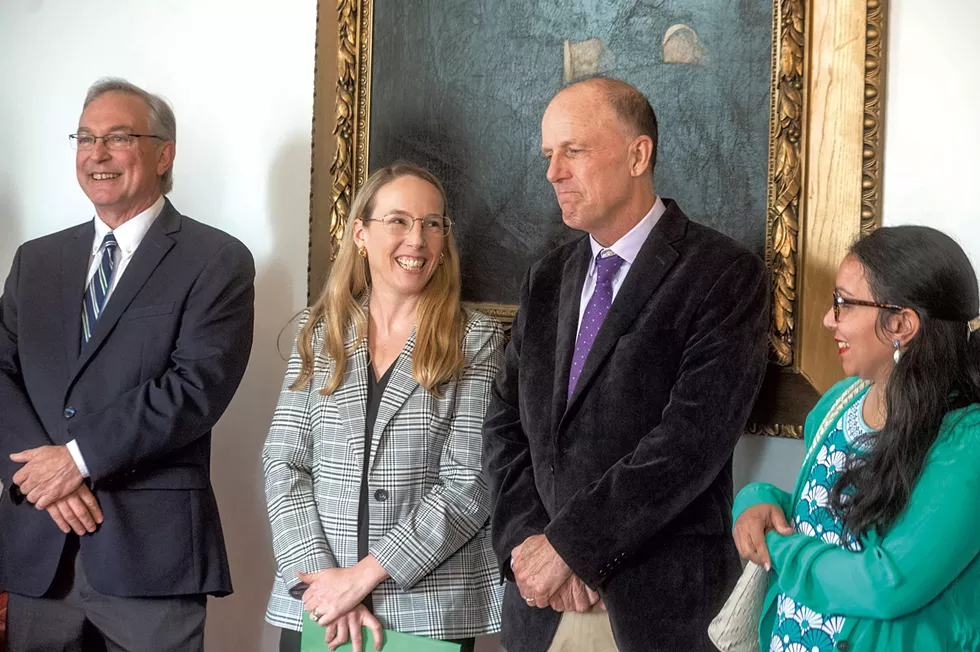 From left: Sen. Philip Baruth, Education Secretary Zoie Saunders, Rep. Peter Conlon and Sen. Kesha Ram Hinsdale - JEB WALLACE-BRODEUR