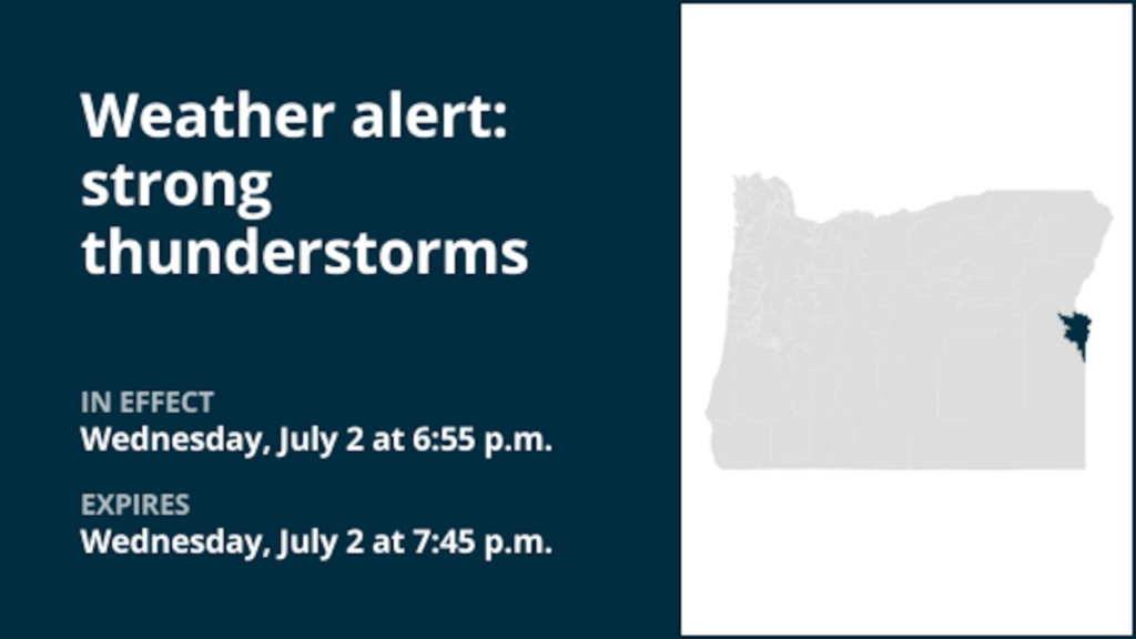 Update: Thunderstorms with pea-sized hail in Oregon Lower Treasure Valley Wednesday – wind gusts up to 50 mph