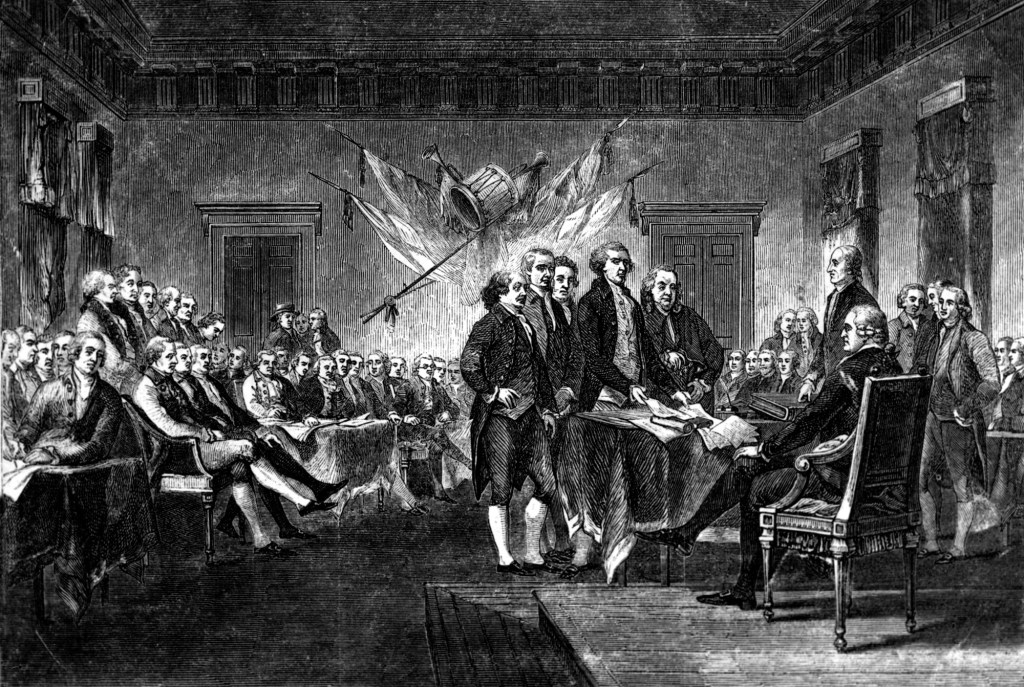 July 4, Declaration of Independence adopted in Philadelphia