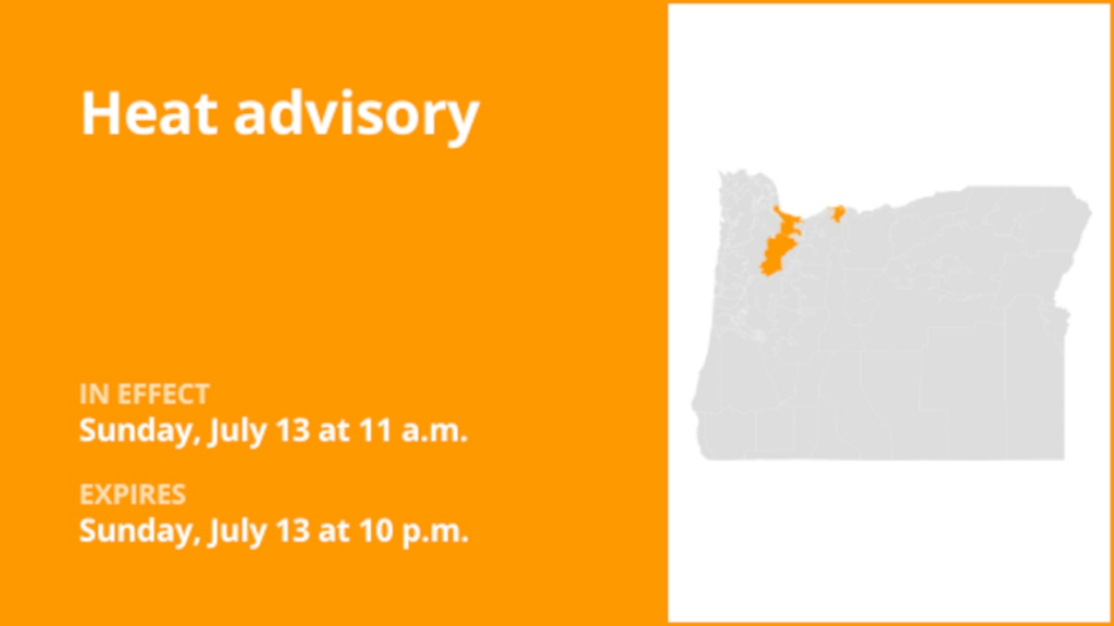 Heat advisory affecting Oregon Sunday