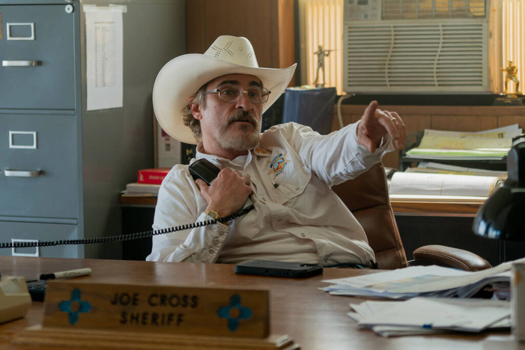 Joaquin Phoenix in a scene from "Eddington." (Richard Foreman/A24 Films)