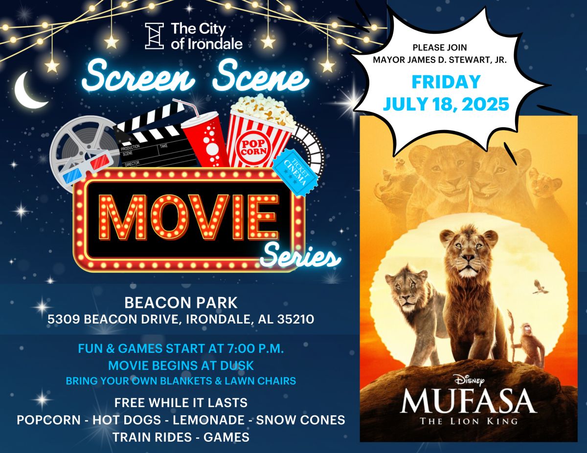 Poster for free movie night in Irondale