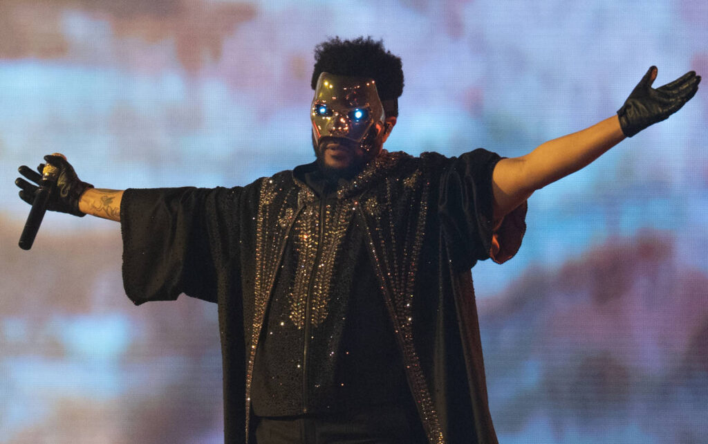 The Weekend performs at Allegiant Stadium Saturday night in Las Vegas July 5, 2025. The concert ...