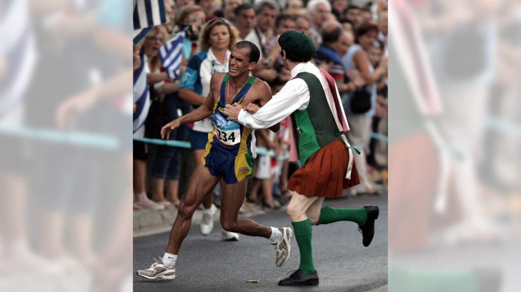 August 29, Olympic marathoner attacked by spectator