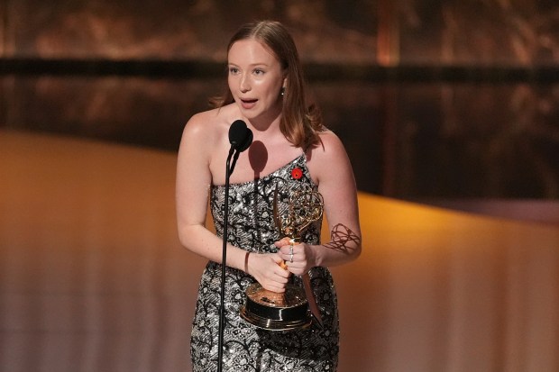 Hannah Einbinder accepts the award for outstanding supporting actress in...