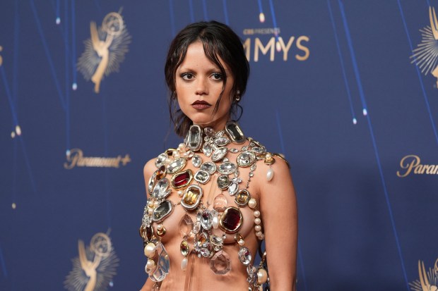 Jenna Ortega arrives at the 77th Primetime Emmy Awards on...