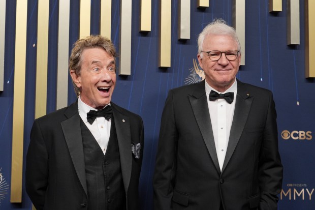 Martin Short, left, and Steve Martin arrive at the 77th...