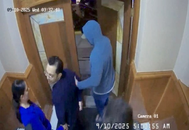 Security video shows federal agents arresting Joram Núñez Joaquín, the local leader of La Luz del Mundo church, during his morning sermon in Cicero on Sept. 10, 2025. Joaquín was charged in a racketeering indictment in New York with helping church leaders cover up years of child sex abuse. (U.S. District Court records)