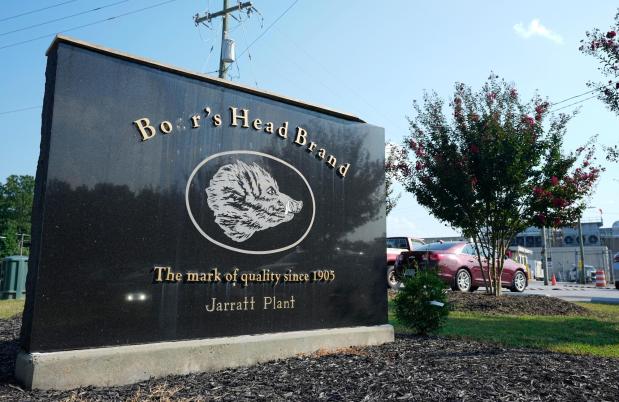 A sign marks the entrance of the Boar's Head processing plant in Jarratt, Va., on Thursday Aug. 29, 2024. (AP Photo/Steve Helber, File)