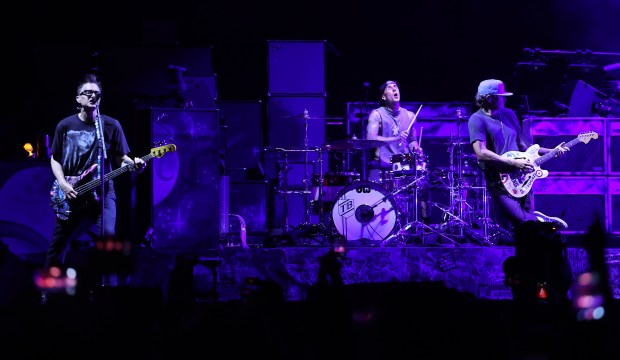 Blink-182 performs at Riot Fest in Chicago’s Douglass Park on...