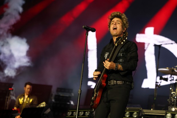 Billie Joe Armstrong of Green Day performs on the Riot Stage at Riot Fest in Douglass Park on Sept. 21, 2025. (Eileen T. Meslar/Chicago Tribune)