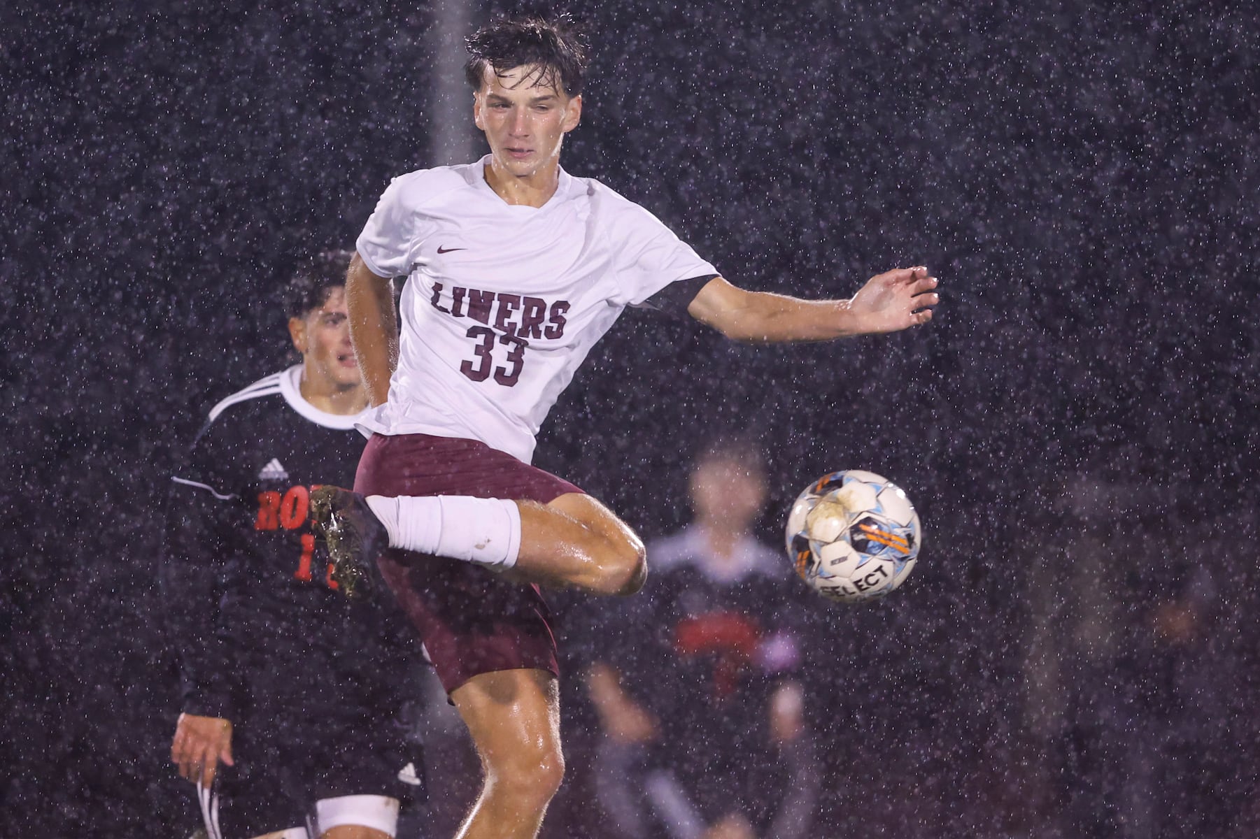 Phillipsburg's Wayne Maresch (33) in action against Easton during a boy’s soccer match in Easton on Oct. 13 2025.