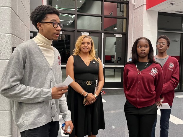Rich Township High School student Antwan Jackson leads a tour of one of the STEM school's new labs on Oct. 15, 2025. (Olivia Stevens/Daily Southtown)
