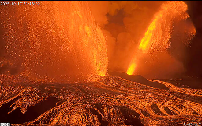 COURTESY USGS
                                Episode 35 of lava fountaining of the ongoing Kilauea volcano eruption began Friday night within Halemaumau crater.