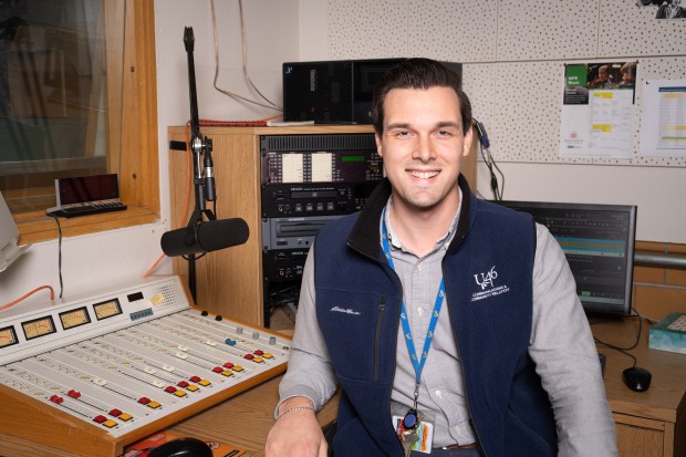 Alec Barlow, a senior communications specialist for School District U-46, oversees the district's 75-year-old student radio station WEPS. The call letters stand for Elgin Public Schools, the district's name before U-46. (School District U-46)