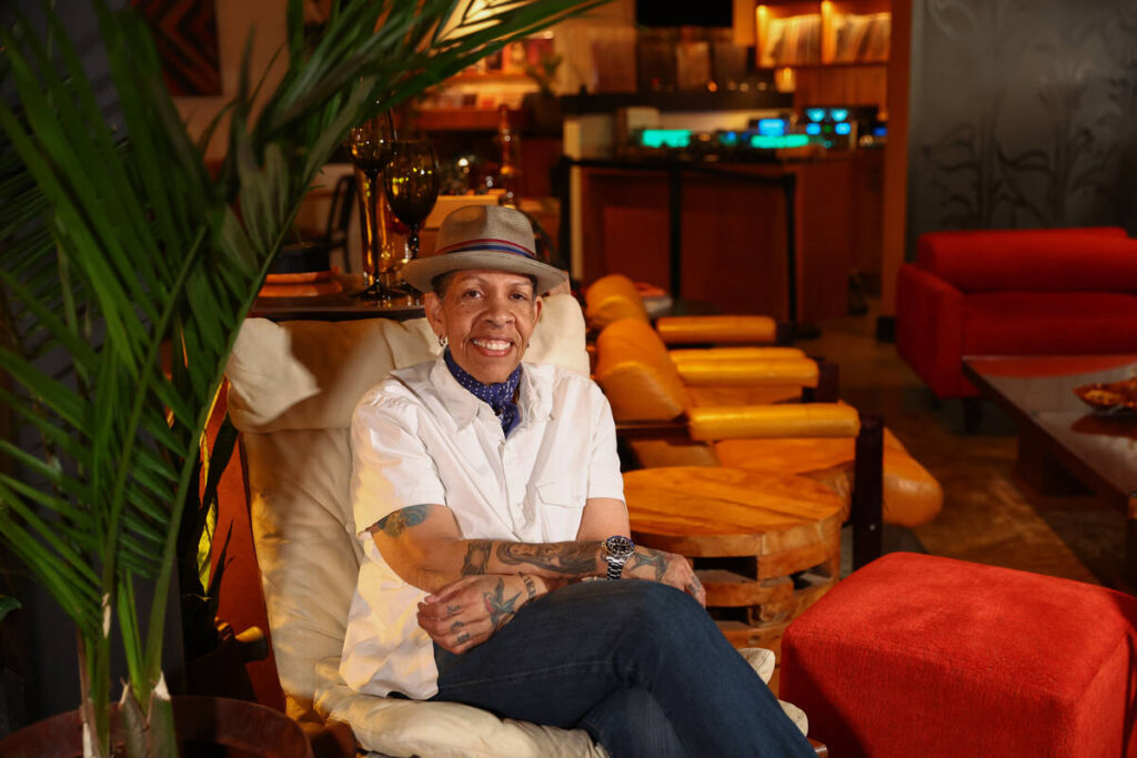 Chef Natalie Young sits in her favorite chair at Echo Taste & Sound in the Arts District on ...