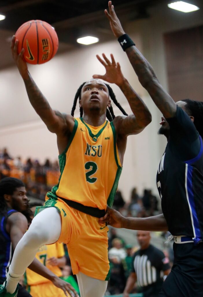 NSU men survive frantic finish for fifth straight win over Hampton in the Battle of the Bay
