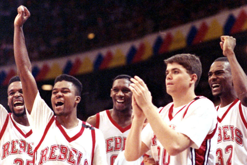 From left, Mosses Scurry, Anderson Hunt, David Butler, David Rice, Stacey Augmon, and Jerry Tar ...