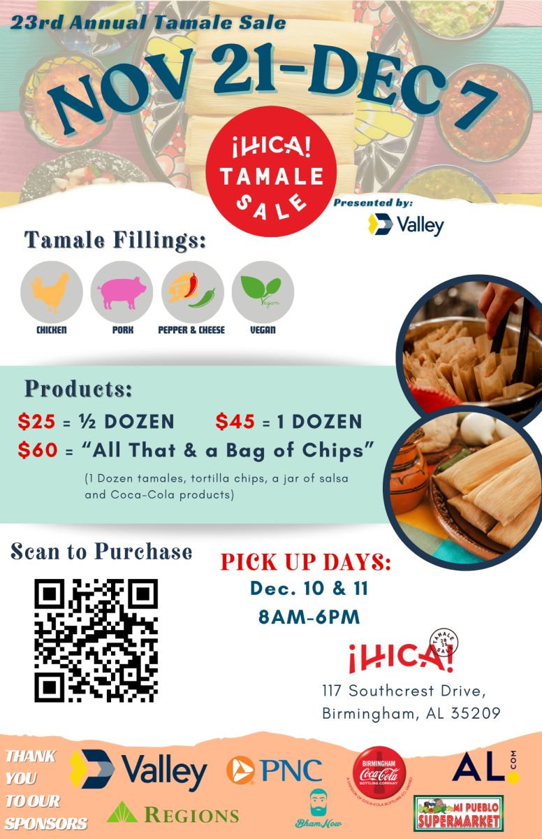 2025TAMALESALE Flyer It's tamale time! ¡HICA!'s annual sale is back in Birmingham