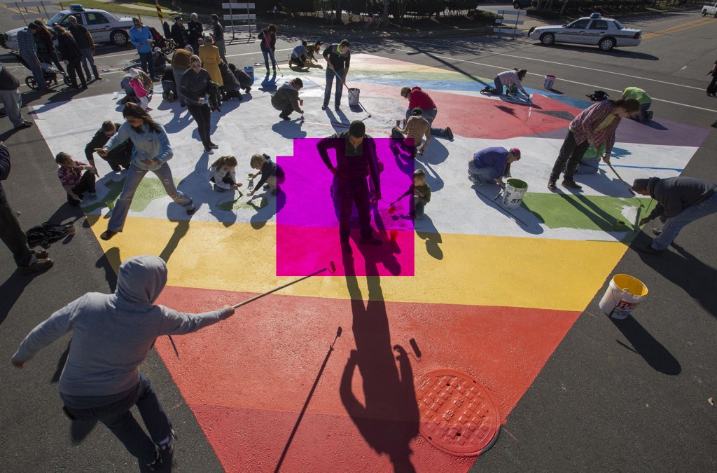 Virginia Beach Police are investigating rainbow crosswalk vandalized with slurs in ViBe District
