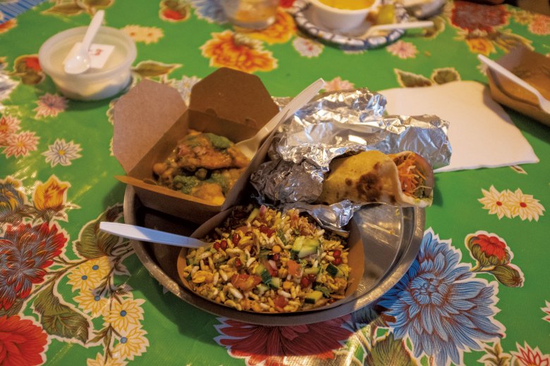 Bombay Frankie (right) and other dishes from Garam Tava Club