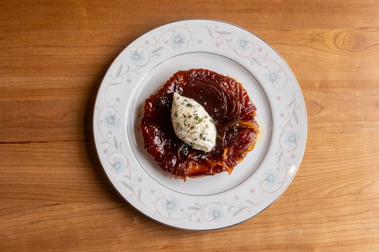 Right: Onion tarte tatin at Café Monette