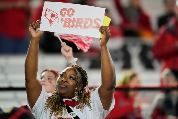 An Illinois State fan waves a sign before the FCS Championship NCAA college football game against Montana State, Monday, Jan. 5, 2026, in Nashville, Tenn. (AP Photo/George Walker IV)