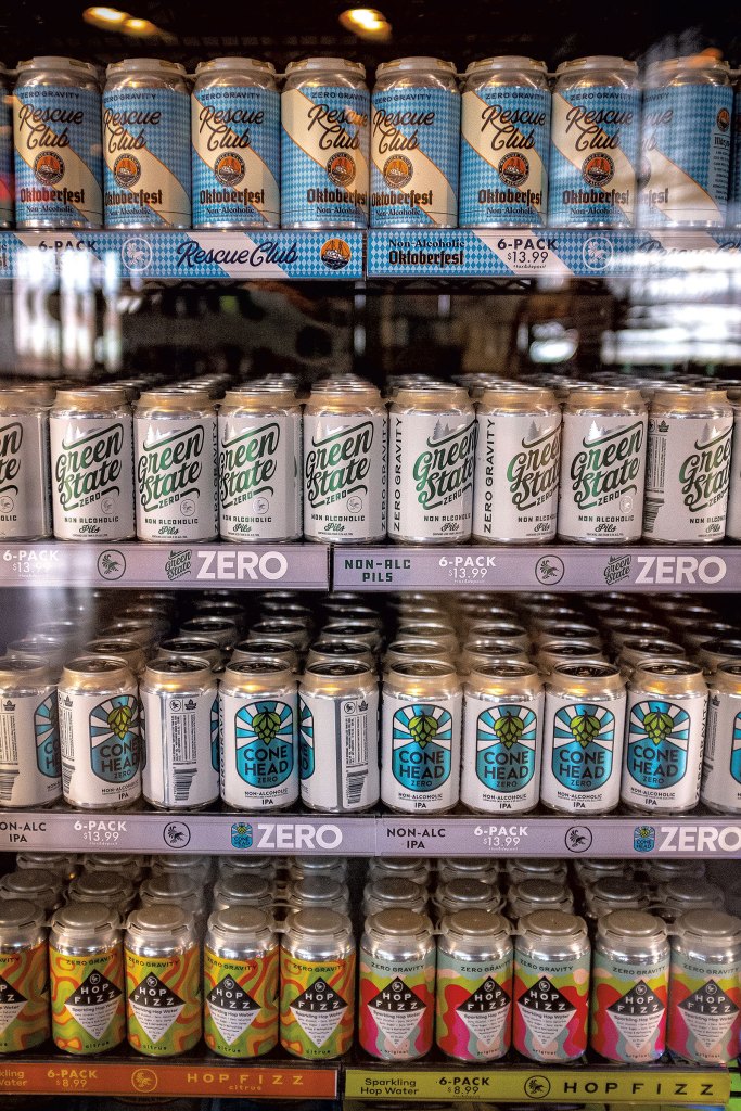 Nonalcoholic beers in the Zero Gravity taproom cooler