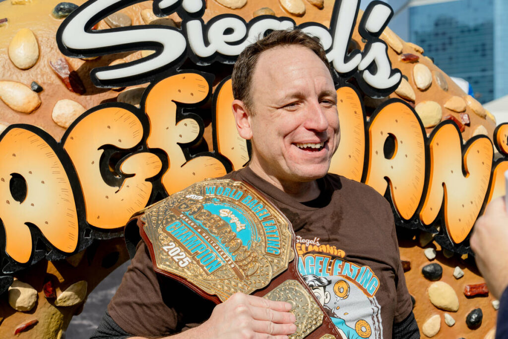 Joey Chestnut will defend his title — yes, there’s a title with an actual championship belt ...