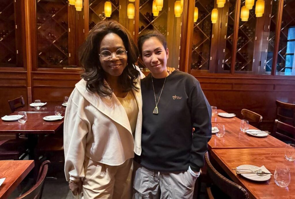Oprah Winfrey and Penny Chutima at Lotus of Siam. (courtesy)