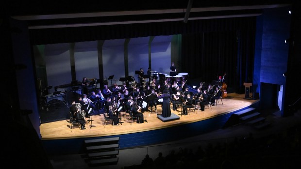 Students from all eight middle schools in Carroll County Public Schools perform together during the All County Middle School Band concert at Manchester Valley High School on Saturday. (Brian Krista/Staff)