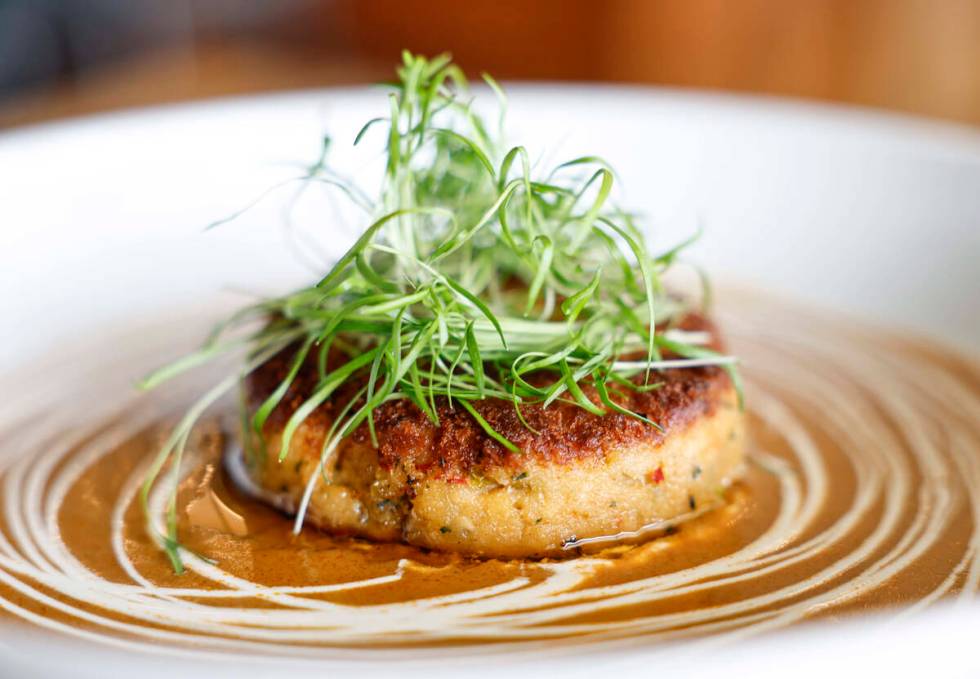 The Main Street Crab Cake is photographed at Main St. Provisions Monday, Jan. 26, 2026 in Las V ...