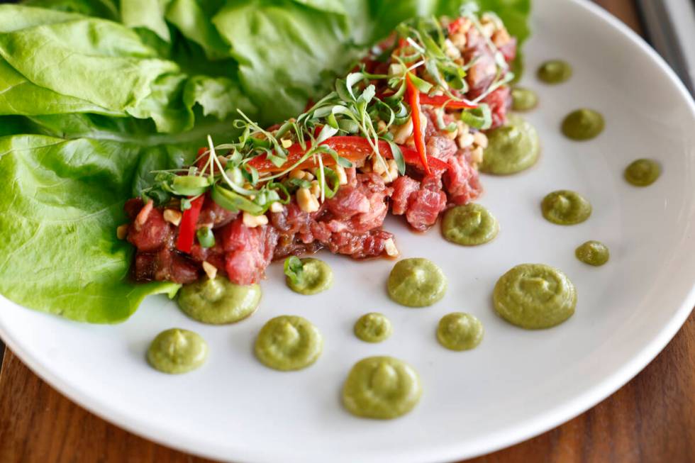 The filet mignon tartare is photographed at Main St. Provisions Monday, Jan. 26, 2026 in Las Ve ...