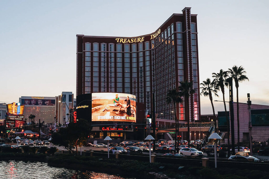 Treasure Island casino-hotel, seen here on Friday, Feb. 16, 2024, is launching a bar with patri ...